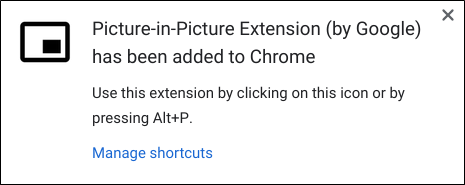 A notificação de que a extensão foi instalada com sucesso no Chrome.
