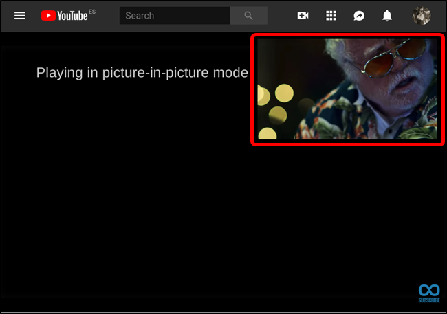 A tela de vídeo flutuante Picture-in-Picture.