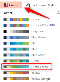 Selecione o esquema de cores Verde Amarelo
