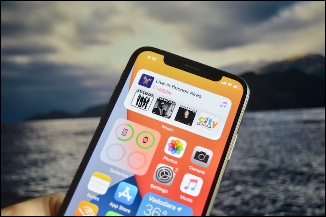 Mostrando widget de música no iOS 14