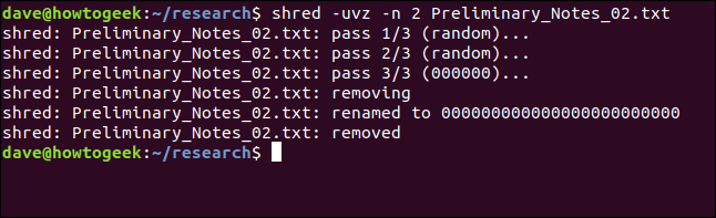 fragmento fazendo três passagens em uma janela de terminal