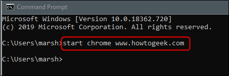 Inicie um site no Chrome a partir do prompt de comando
