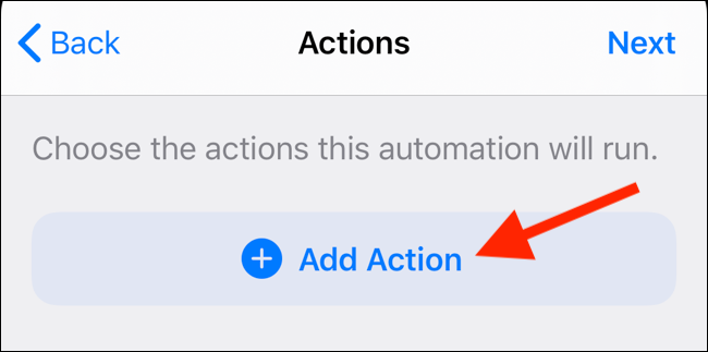 Toque em "Adicionar ação".