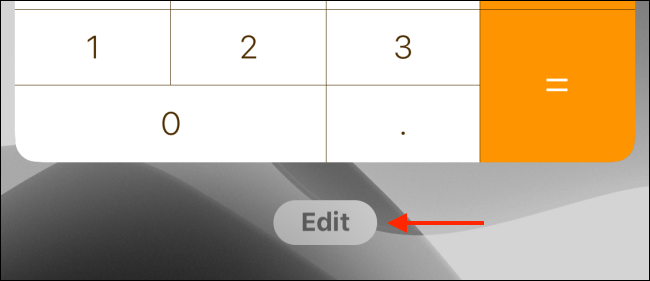 Toque no botão Editar na tela de widgets