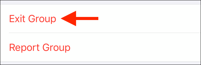 Toque em "Sair do grupo".