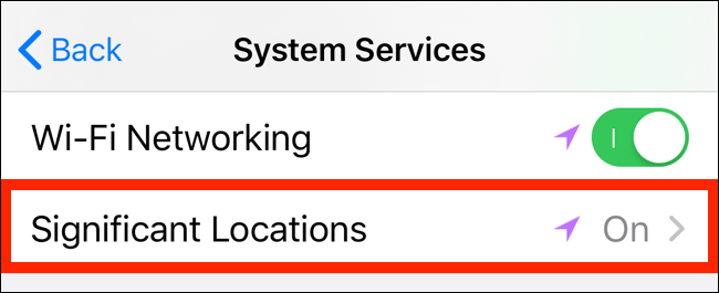 Toque em Localização Significativa para ver os detalhes de rastreamento de localização