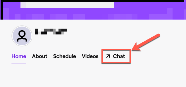 Clique em "Chat" para acessar o chat do Twitch do seu canal.