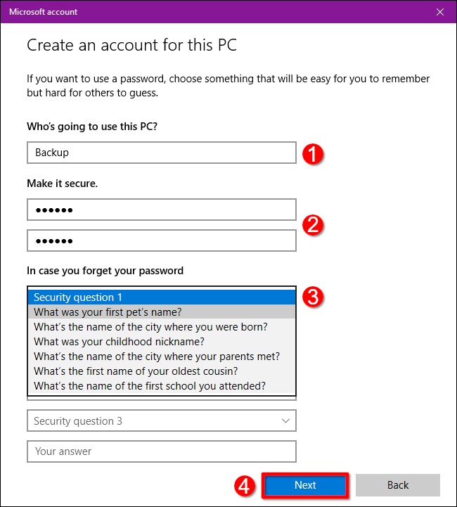 Windows 10 Criar conta offline