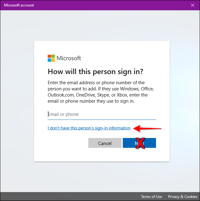 O Windows 10 não tem informações de login