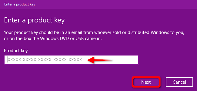 Windows 10 Insira a chave do produto