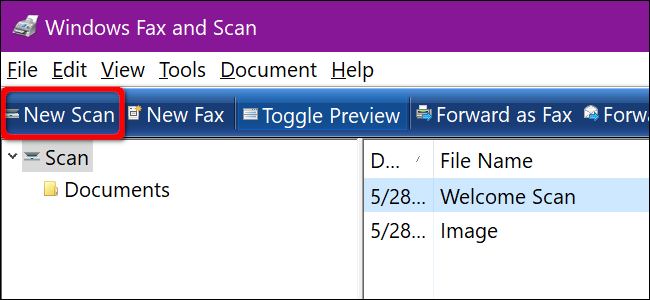Fax e Scan do Windows Nova digitalização