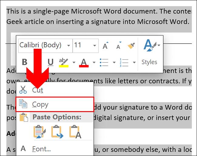 Para copiar em um documento do Word, selecione seu conteúdo e pressione Ctrl + C ou clique com o botão direito e clique em Copiar