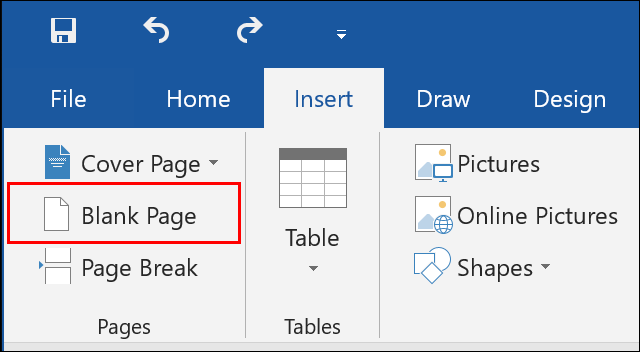 Clique em Inserir> Página em Branco no Microsoft Word para inserir uma nova página em branco em seu documento