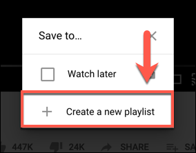 Clique em Criar uma nova lista de reprodução para criar uma nova lista de reprodução do YouTube