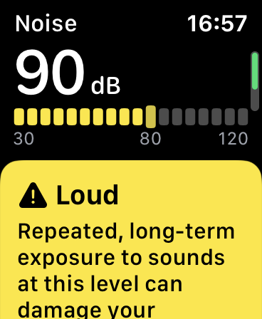 Um alerta de monitoramento de ruído no watchOS 6.