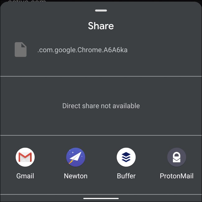 Folha de compartilhamento de senhas de exportação do Android Chrome