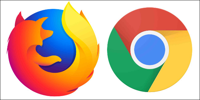 Logotipos do Mozilla Firefox e do navegador Google Chrome