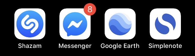 Quatro ícones azuis de aplicativos iOS.