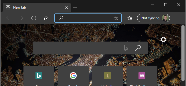 Modo escuro ativado no novo Microsoft Edge baseado em Chromium.