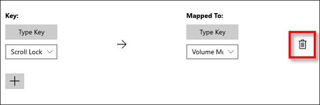 Clique no ícone Lixeira ao lado de um mapeamento para removê-lo.