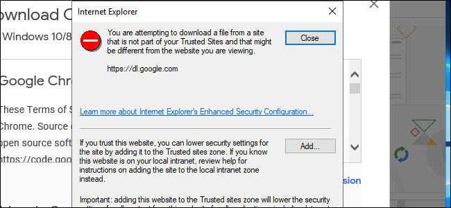 Aviso de download do Internet Explorer