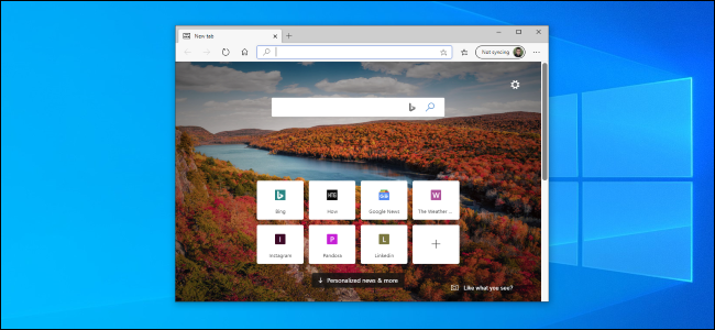 Uma janela do navegador Microsoft Edge em uma área de trabalho leve do Windows 10.
