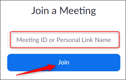 insira o ID da reunião no navegador da web