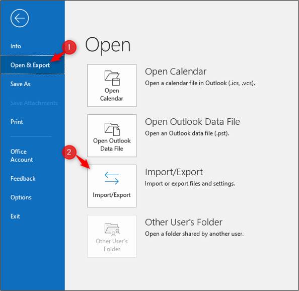 Importar um arquivo para o Outlook