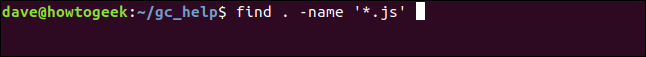 encontrar .  -name "* .js" em uma janela de terminal
