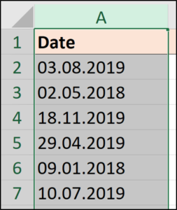 Datas com um separador de ponto final