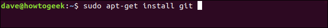 "sudo apt-get install git" em uma janela de terminal.