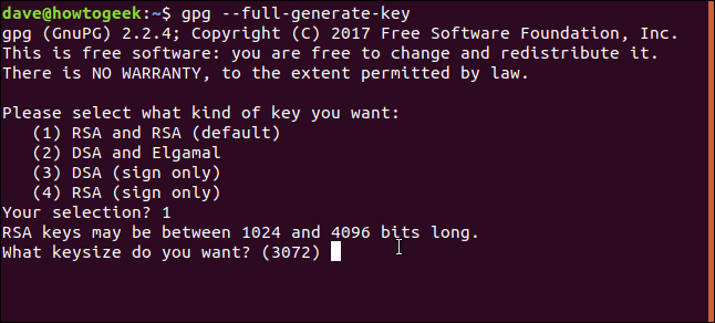 questões-chave de geração em uma janela de terminal