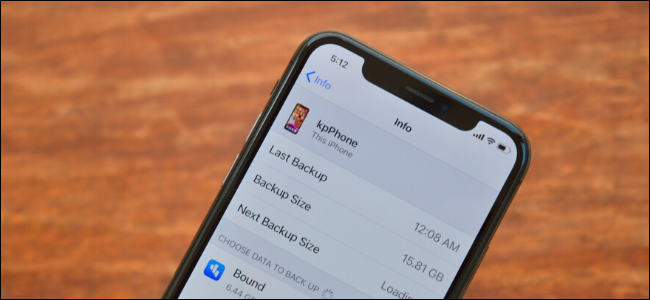 Backup do iCloud para a tela do dispositivo no iPhone
