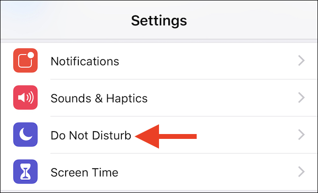 Abra as configurações e toque em Não perturbe