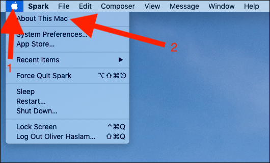 Clique no logotipo da Apple.  Clique em Sobre este Mac