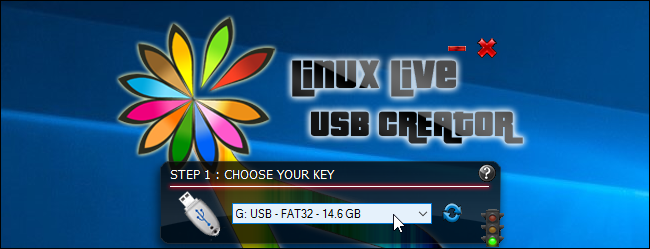 Opção para escolher a unidade USB no Linux Live USB Creator