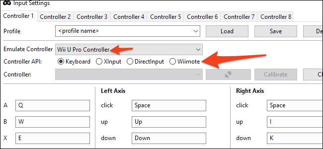 opções do controlador cemu