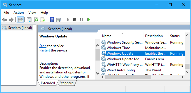 Ferramenta de gerenciamento de serviços do Windows 10