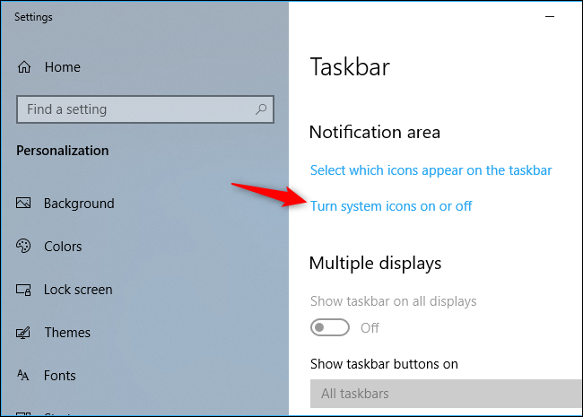 Ative ou desative os ícones do sistema no aplicativo Configurações do Windows 10
