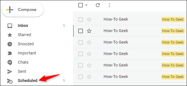 Opção para visualizar e-mails programados no Gmail para web