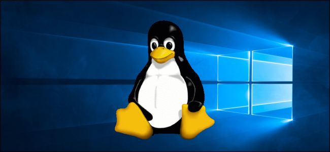 Mascote Tux do Linux em um desktop Windows 10