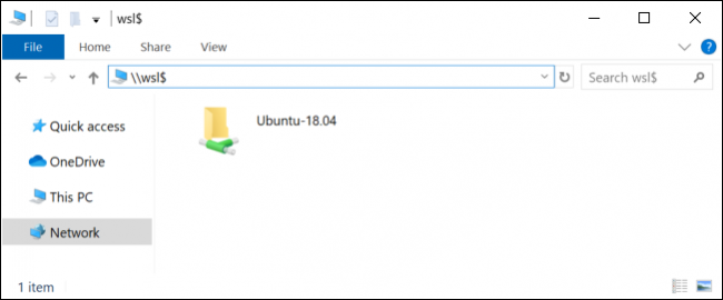 Windows 10 mostrando o local de rede \\ wsl $ no Explorador de Arquivos