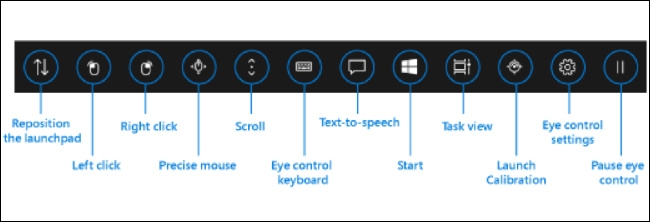 Interface Eye Control no Windows 10