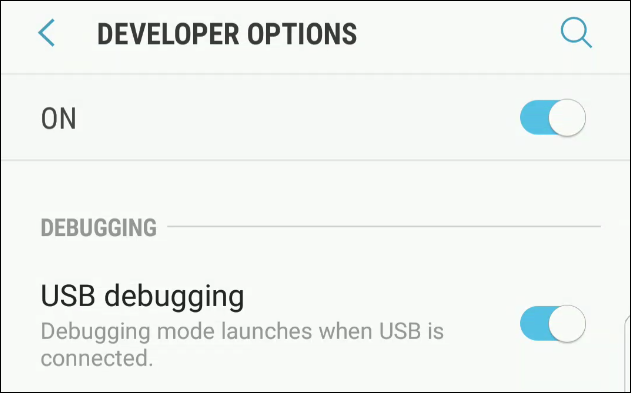 Ativando a depuração USB no Android