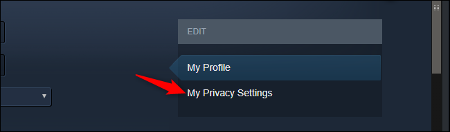 Abrindo as configurações de privacidade do perfil no Steam