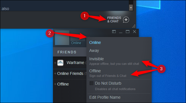 Ficar offline ou invisível no chat do Steam