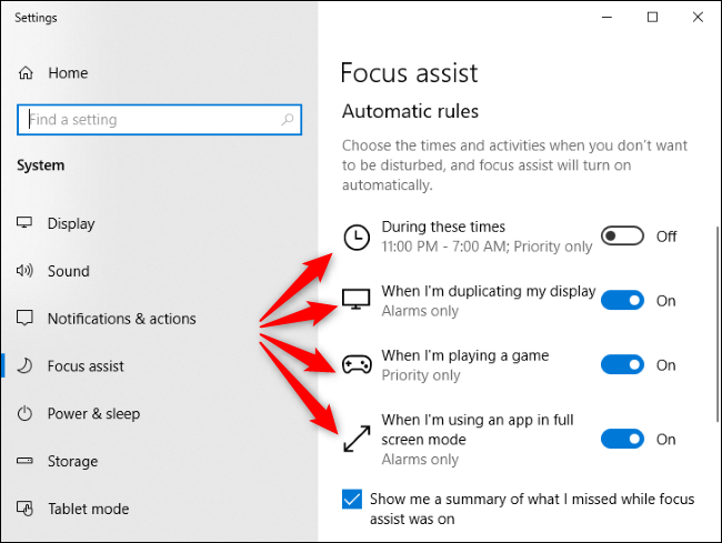 Regras automáticas do Focus Assist no Windows 10