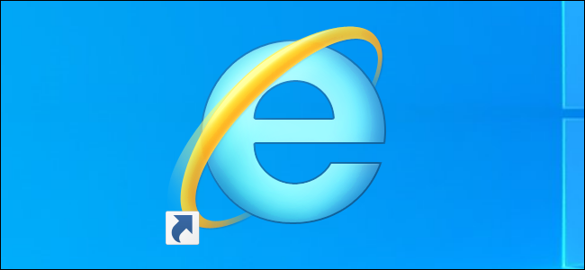 Atalho do Internet Explorer em uma área de trabalho do Windows 10.