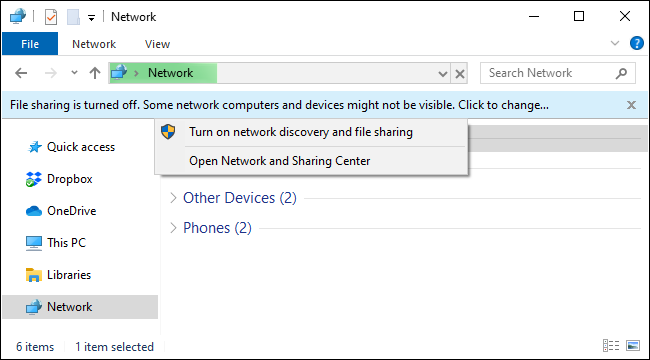 Ativando o compartilhamento de arquivos de rede no Windows 10 a partir do Explorador de Arquivos