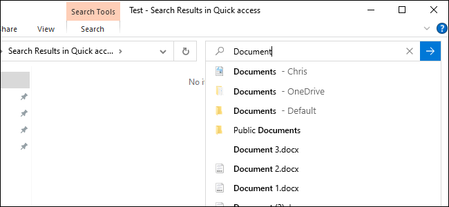Explorador de arquivos do Windows 10 pesquisando arquivos online.